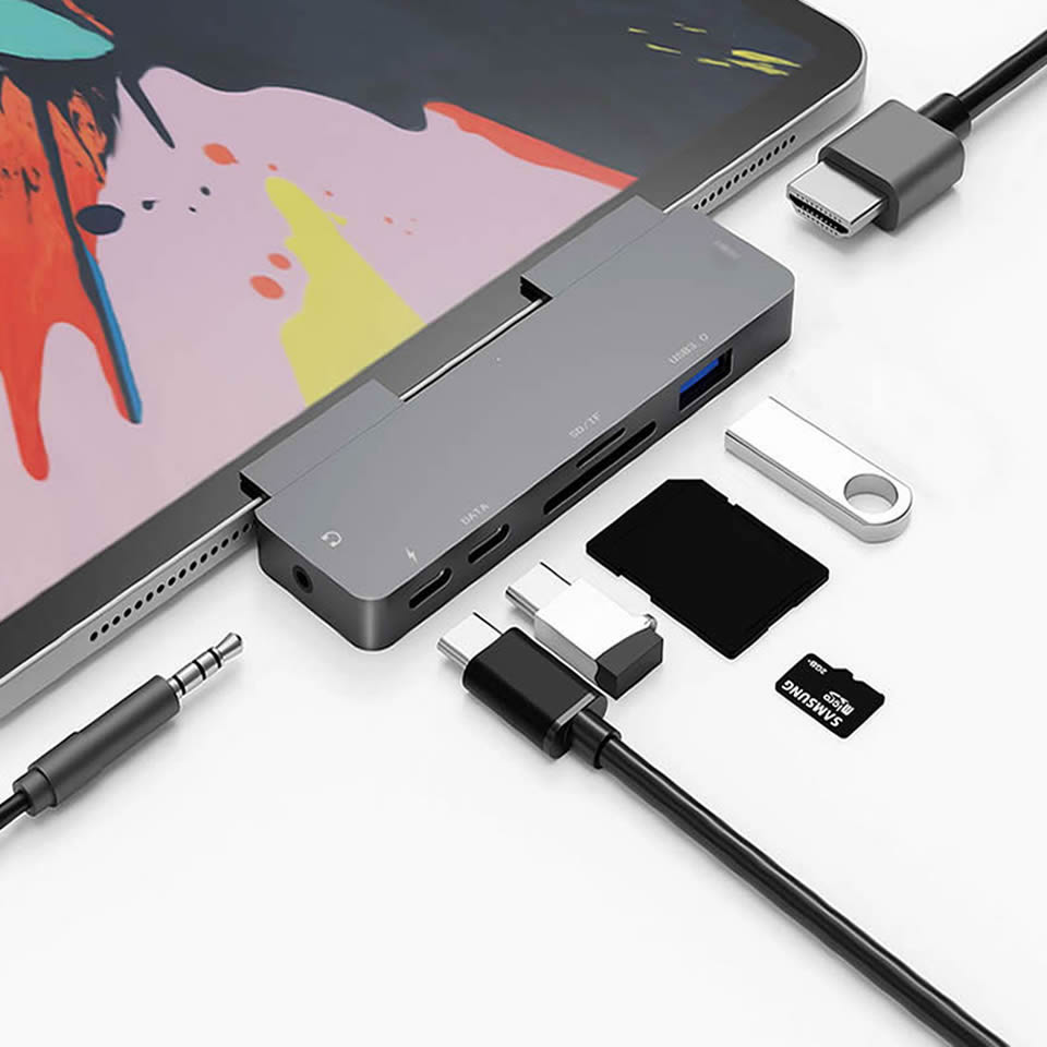 OUTMIX USB C Hub to 4K HDMI-compatible Adapter with USB-C PD USB3.0 3.5mm Jack Port USB Ty