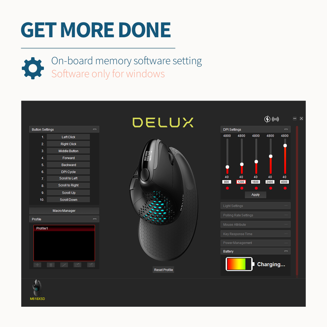 Delux M618XSD Seeker Ergonomic Vertical Mouse with OLED Screen 4000DPI — photo 5