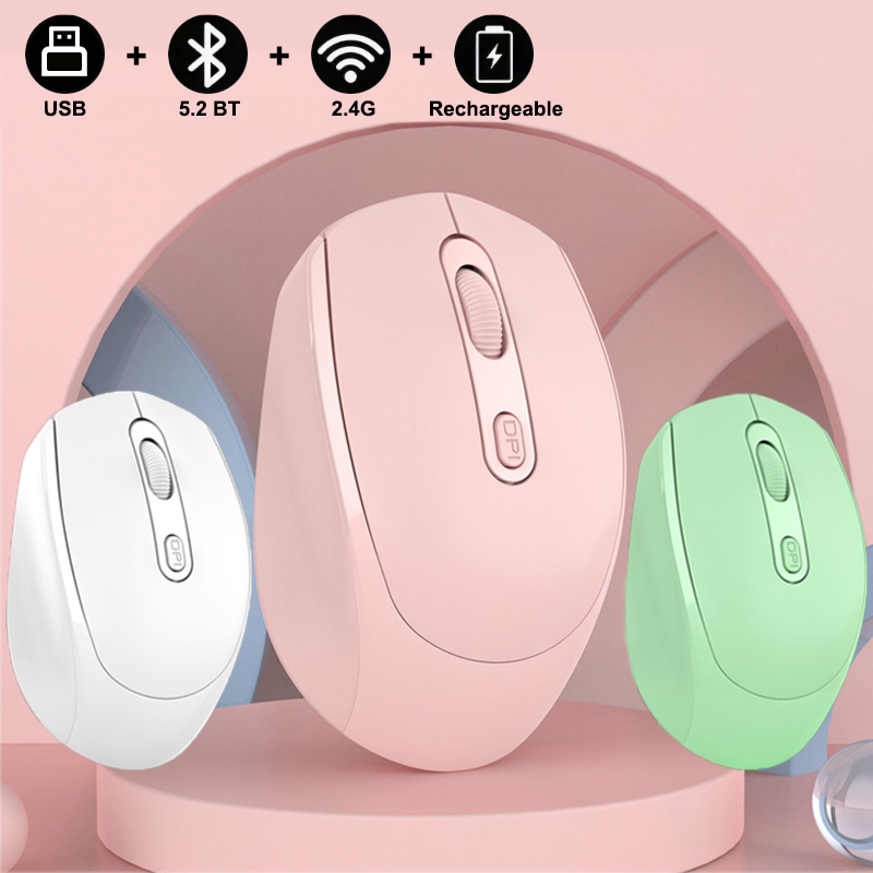 Rechargeable Bluetooth-compatible Wireless Mouse 2.4G Optical Mice wit