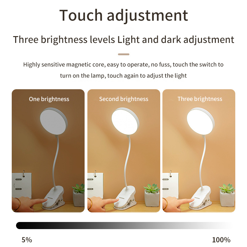 Led Table Lamp USB Rechargeable Night Light With Folding Clamp Study S — photo 2