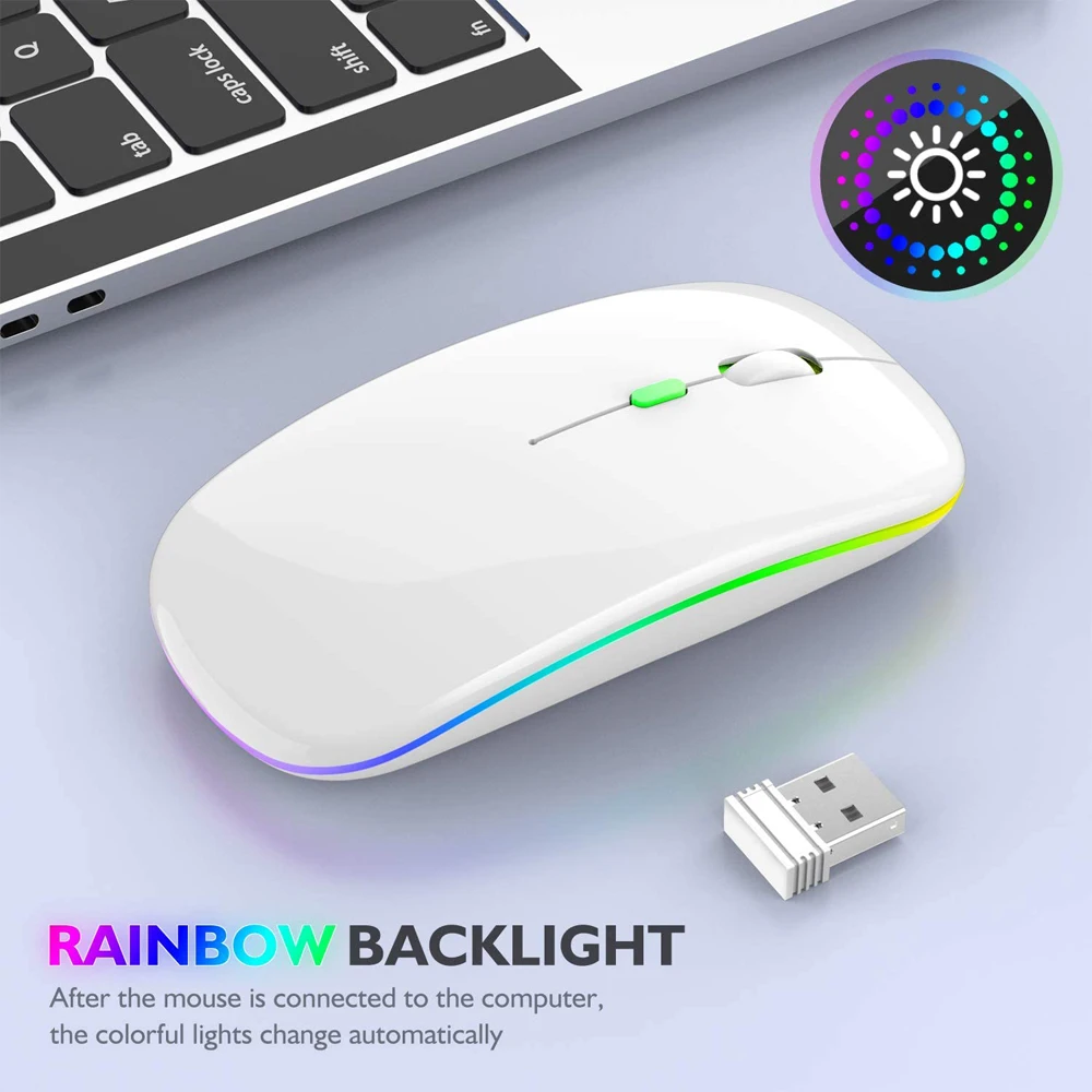 Wireless Mouse Bluetooth--compatible RGB Rechargeable Mouses Wireless  — photo 3