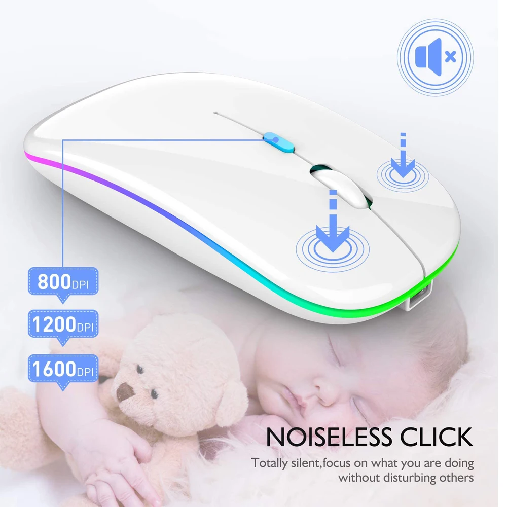 Wireless Mouse Bluetooth--compatible RGB Rechargeable Mouses Wireless  — photo 4