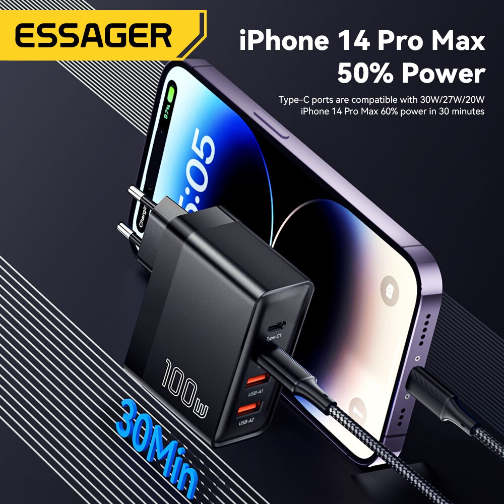 Essager 100W GaN USB Type C Caricabatterie PD QC Quick Charge 4.0 3.0  — photo 4