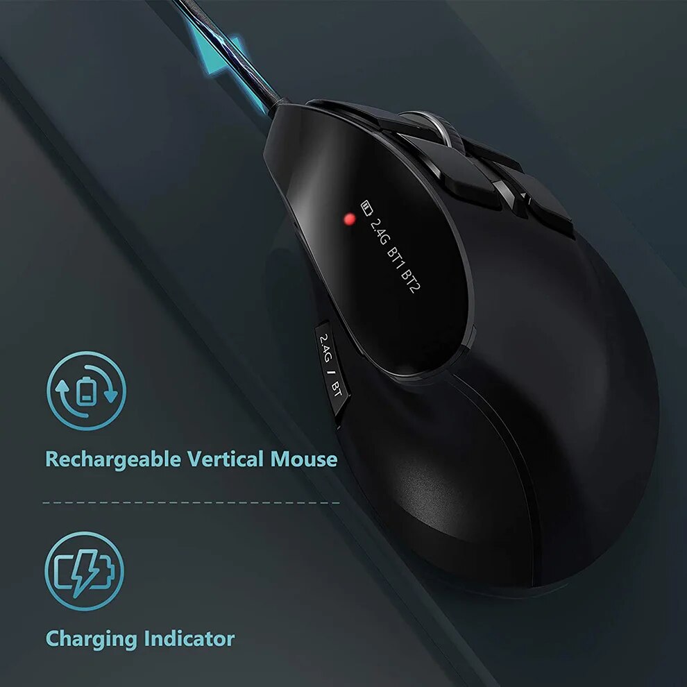 JOMAA 2.4G Wireless Mouse Rechargeable Bluetooth Mouse Ergonomic Verti — photo 5