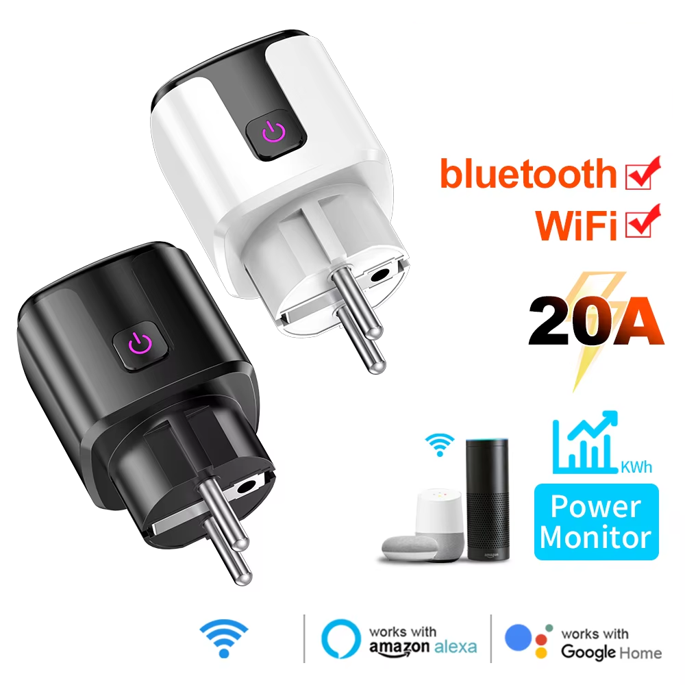 Smart 20A WiFi+Bluetooth Socket With Power Monitorin