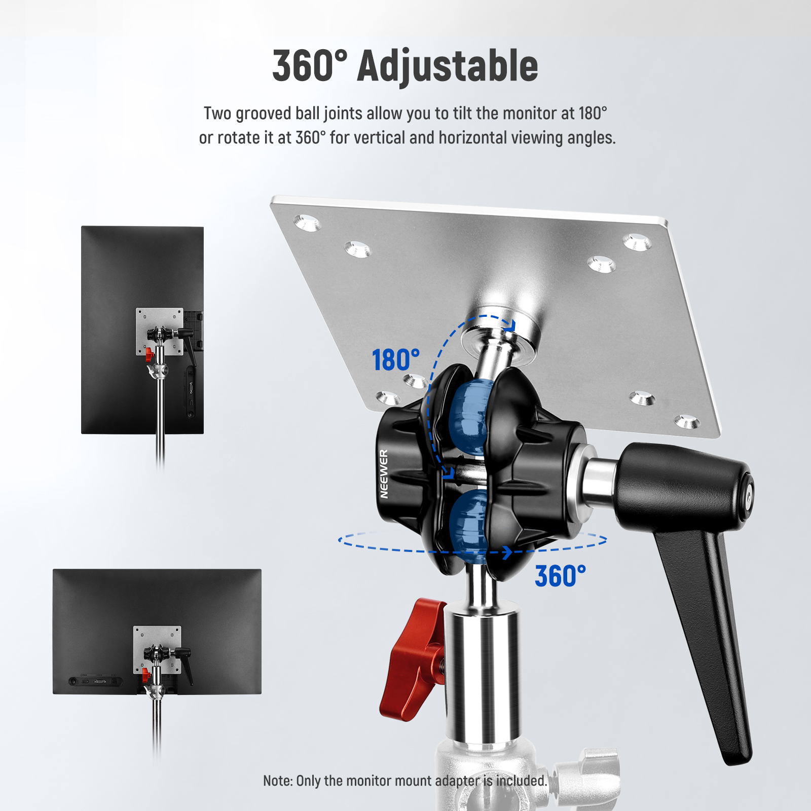 NEEWER Monitor Mount Adapter with VESA Mount, Adjustable Aluminum Allo — photo 2