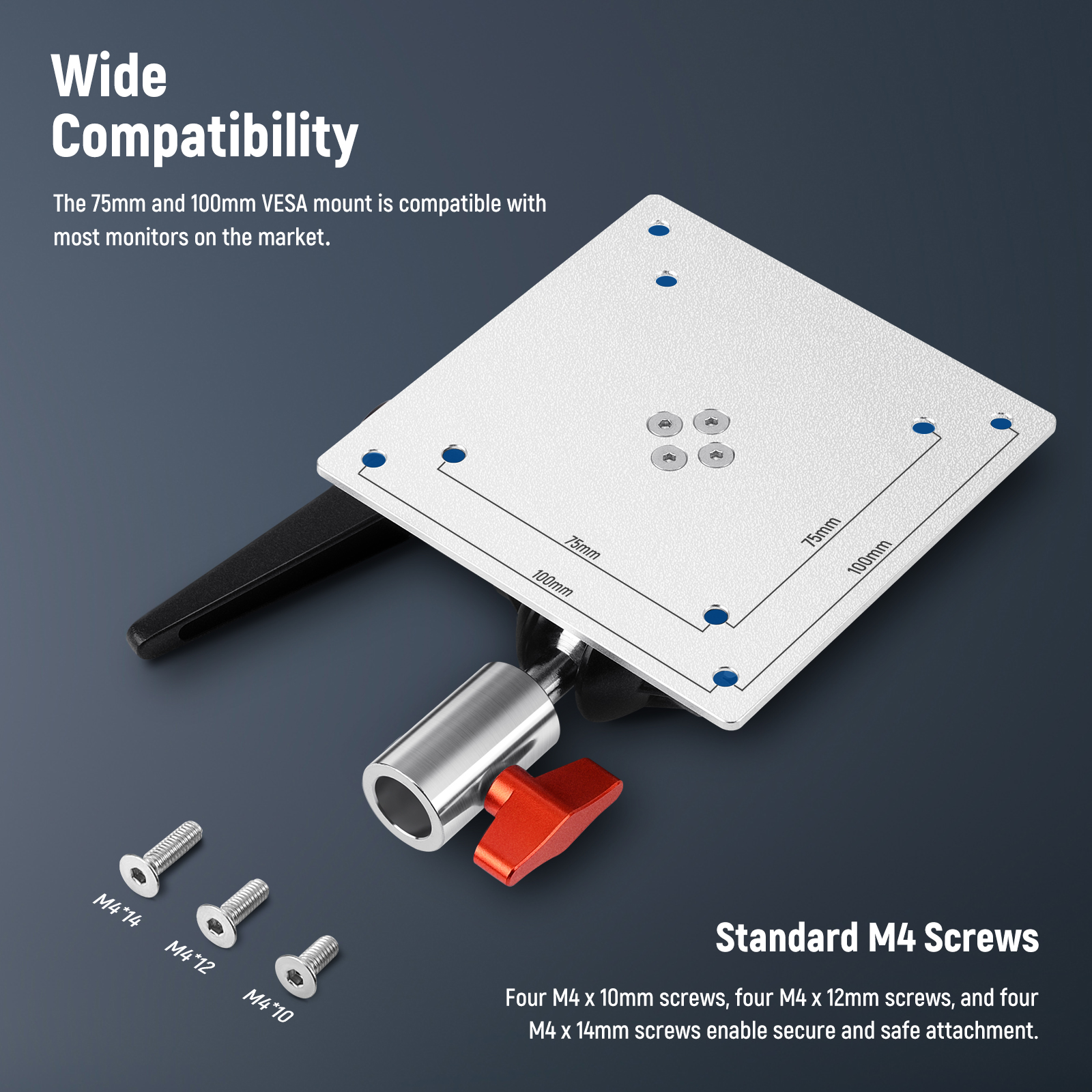 NEEWER Monitor Mount Adapter with VESA Mount, Adjustable Aluminum Allo — photo 3