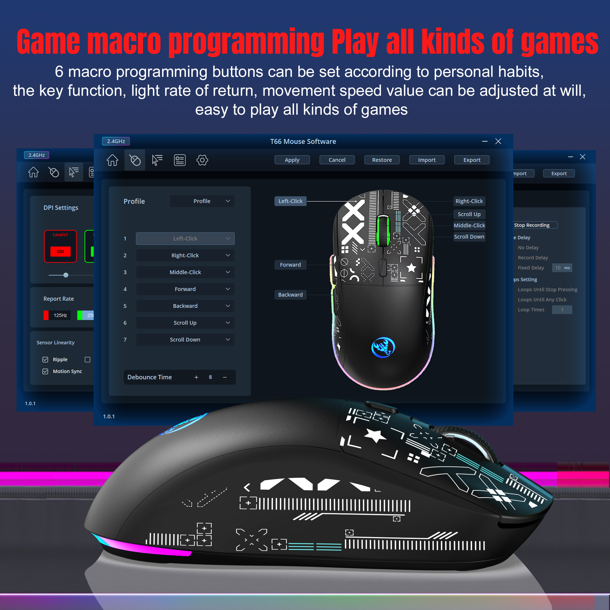 T90 Wireless Bluetooth Mouse RGB (BT1/BT2+ USB) 2.4GHz Rechargeable Si — photo 6