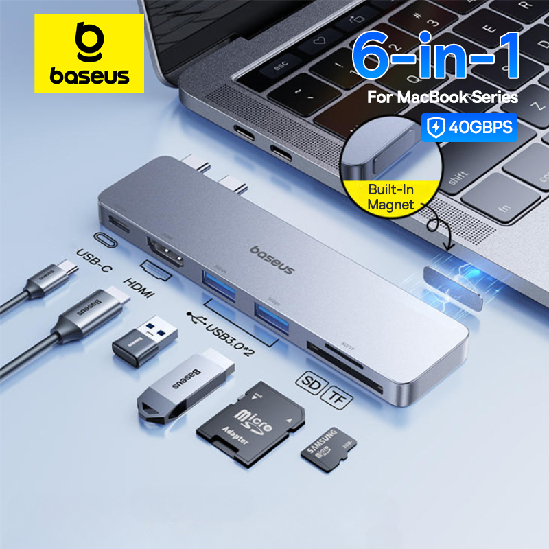 Baseus Dual USB-C Hub to HDMI-Compatible 4K 30Hz For Thunderbolt 3/4 40Gbps USB 3.0 Type C