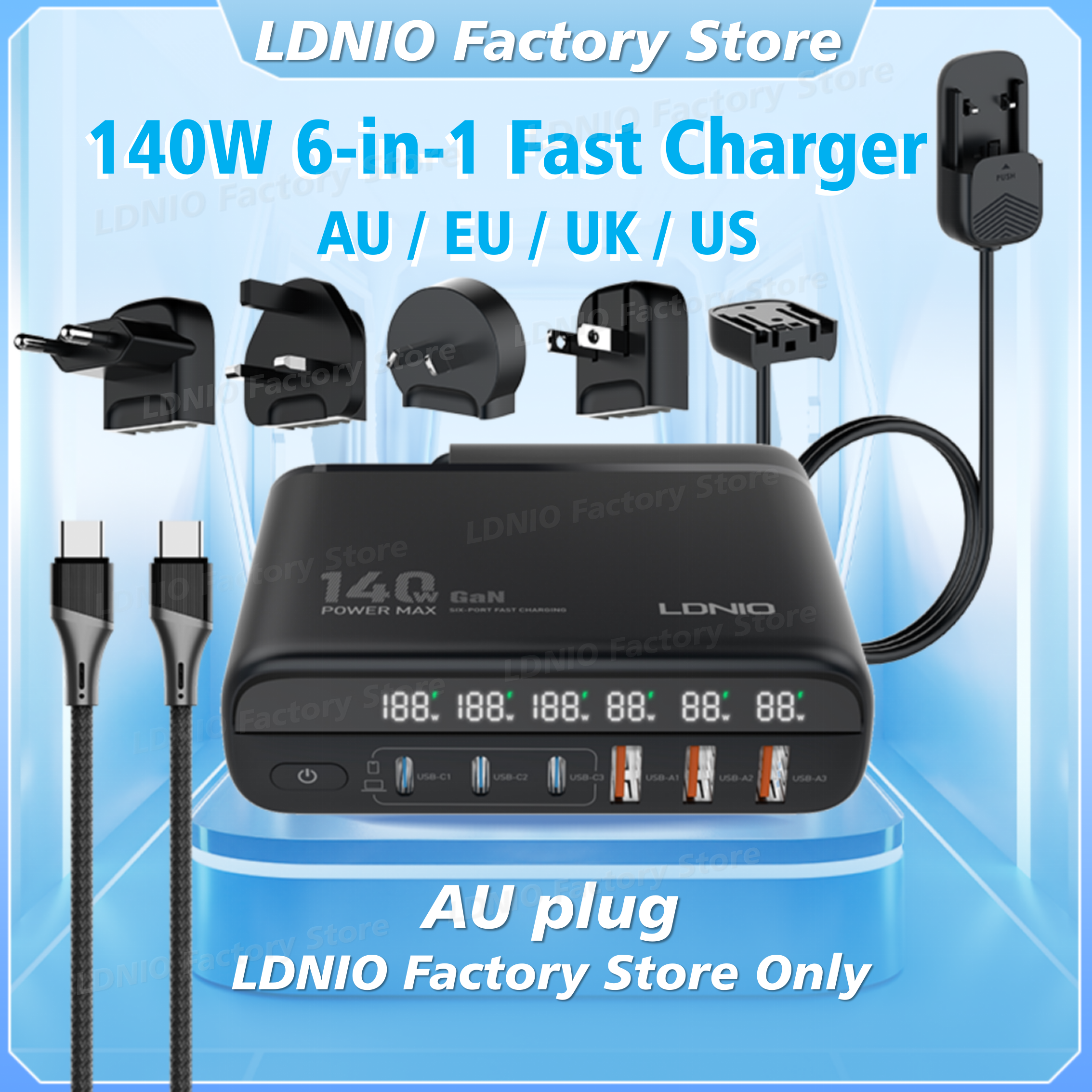 140W GaN USB C Charger PD 100W 65W AU US UK EU Power PPS Type-C Fast Charger For IPhone Sa