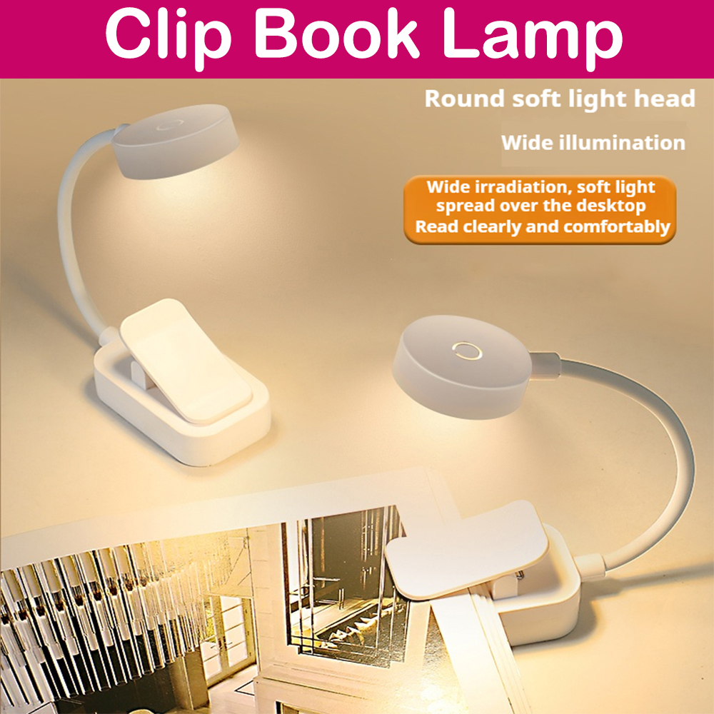 Mini Clip Book Lamp LED Table Lamp Eye Protection 3 Colors Battery Powered USB Night Light