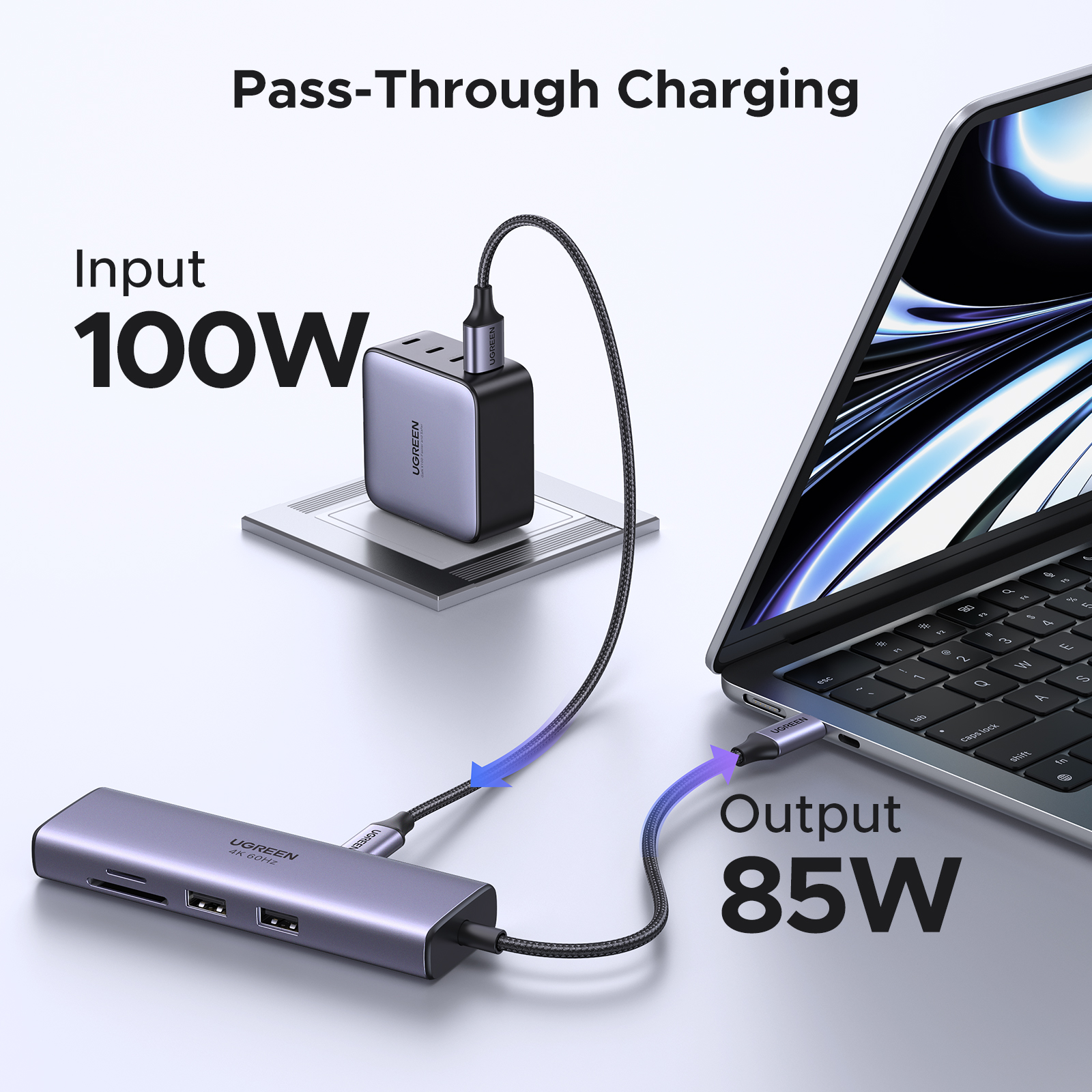 UGREEN USB C HUB 4K60Hz 7-in-1 Type C to HDMI PD100W SD&TF RJ45 USB3.0 — photo 4