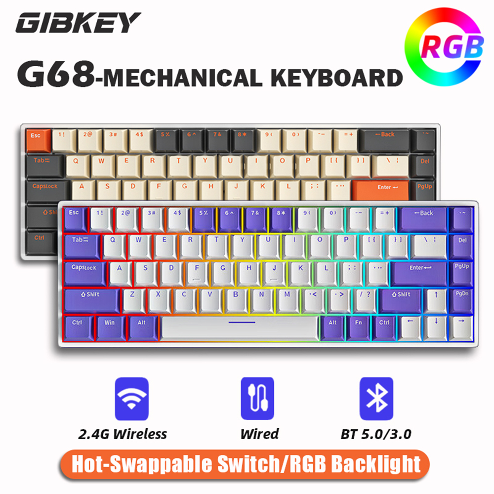 G68 Gaming Mechanical keyboard Wireless/Bluetooth Hot-Swappable 65% Ke