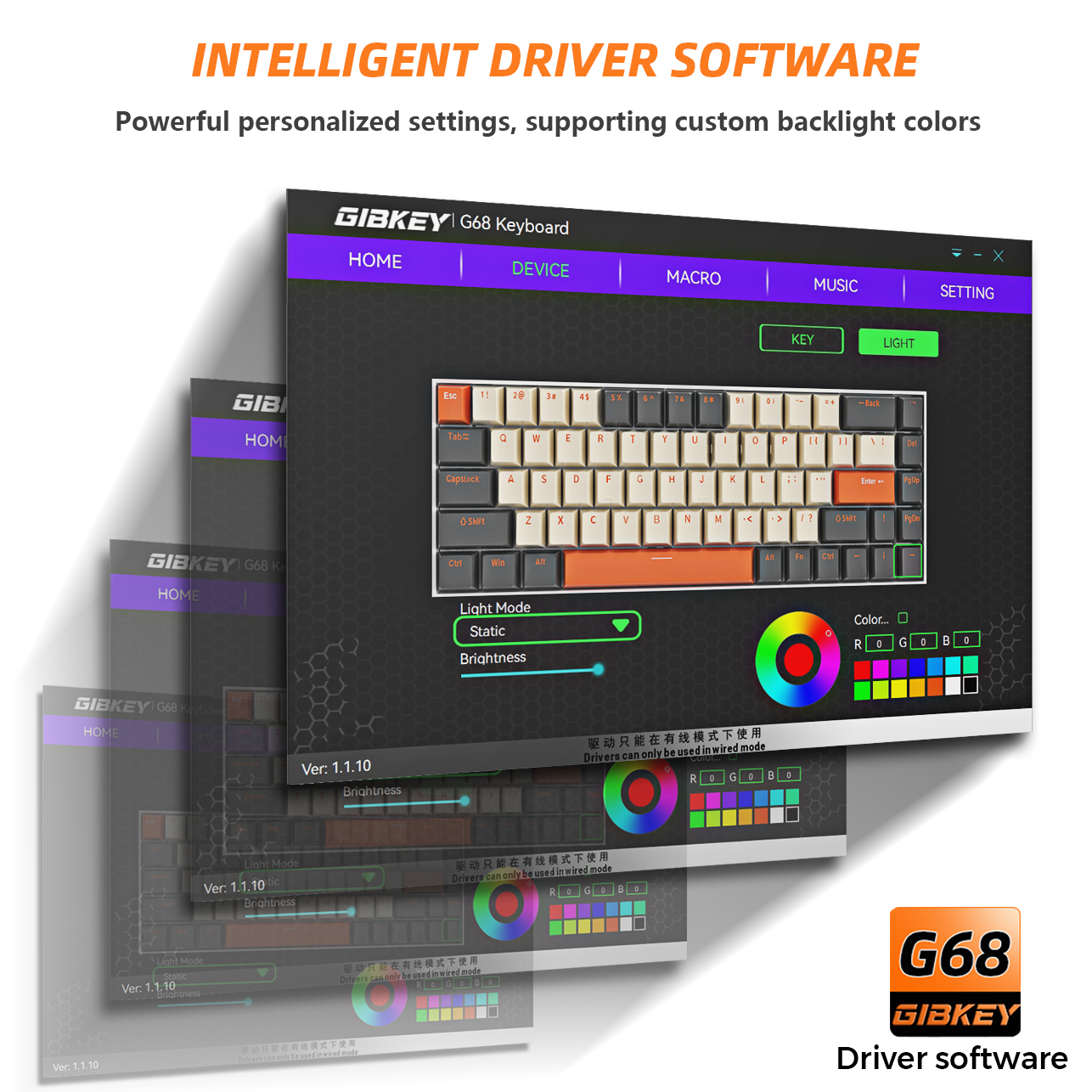 G68 Gaming Mechanical keyboard Wireless/Bluetooth Hot-Swappable 65% Ke — photo 2