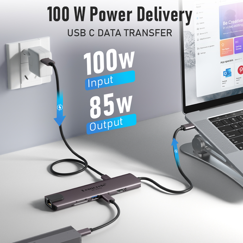 Lemorele 10 in 1 USB C HUB Docking Station Type C Adapter 4K@60Hz HDMI — photo 5