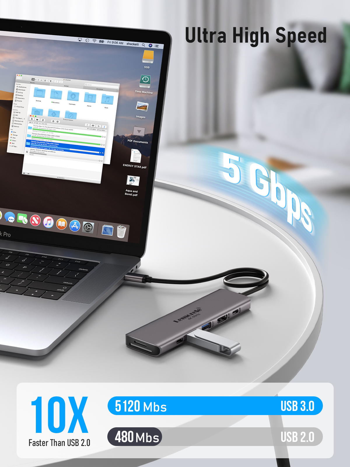 Lemorele 7-in-1 USB HUB Docking Station USB-C Hub HDMI 4K 60Hz USB 3.0 — photo 5