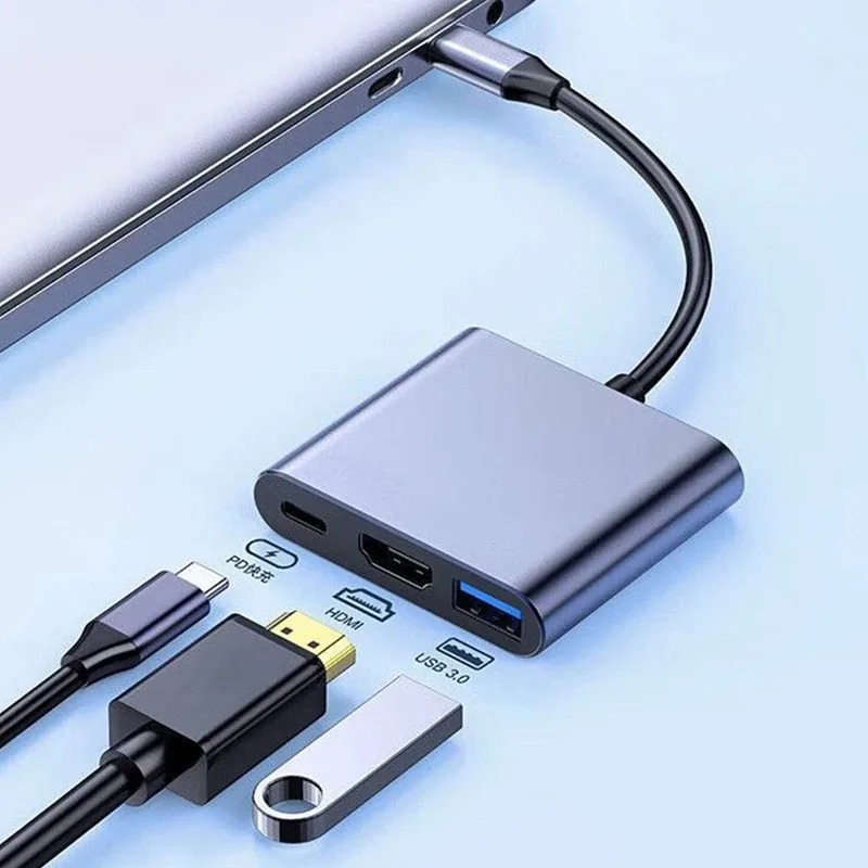 USB C HUB 3in1 Type C 3.0 to HDMI-compatible Docking Station PD Fast Charge 4K HDMI Adapte