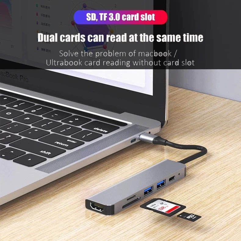 USB C Hub Type C 3.0 Adapter to 4K HDMI SD TF Card PD Fast Charge Spli — photo 4