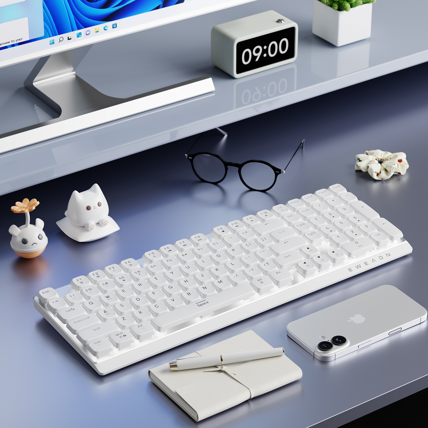 EWEADN Wireless Low-Profile Mechanical Gaming Keyboard, Slim Ergonomic