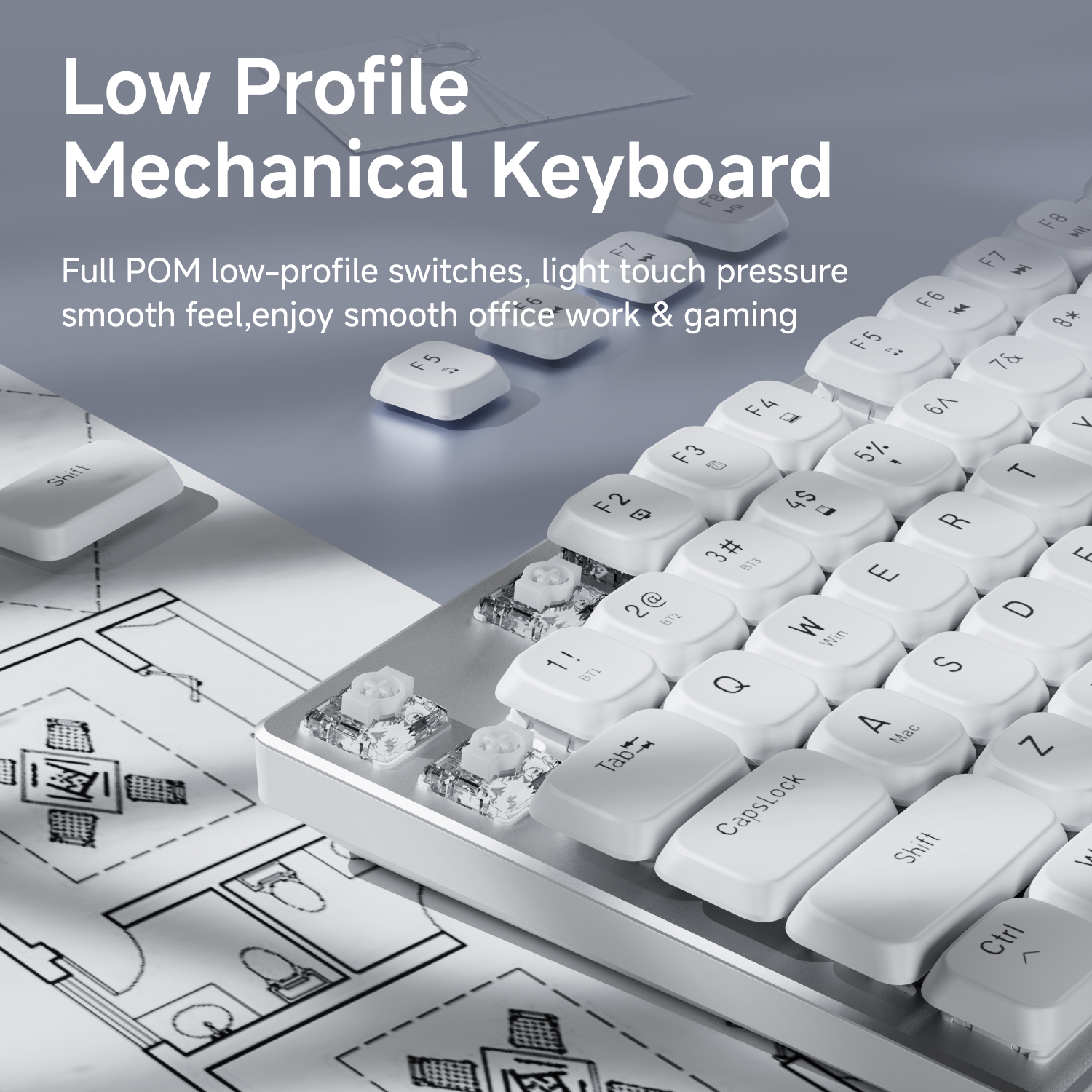 EWEADN Wireless Low-Profile Mechanical Gaming Keyboard, Slim Ergonomic — photo 2
