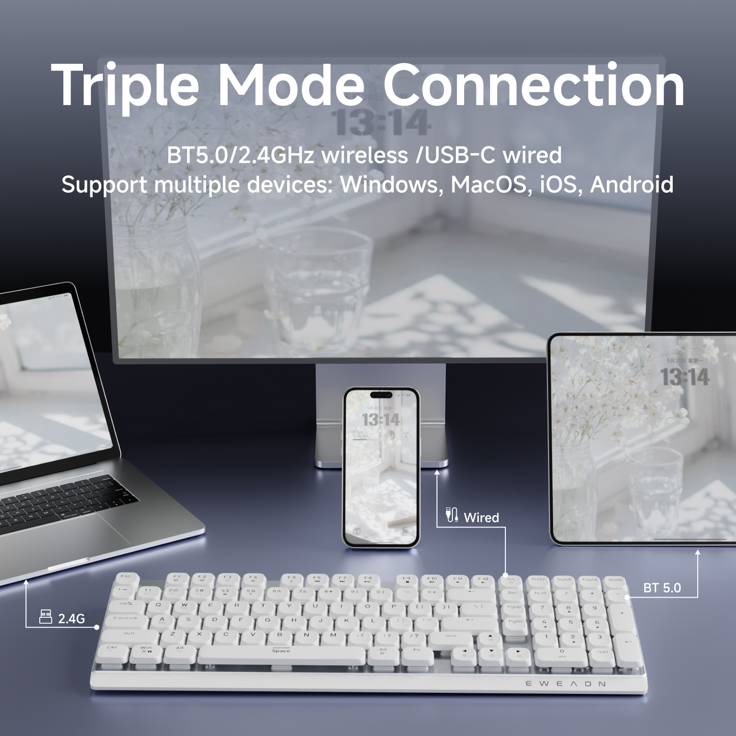EWEADN Wireless Low-Profile Mechanical Gaming Keyboard, Slim Ergonomic — photo 5