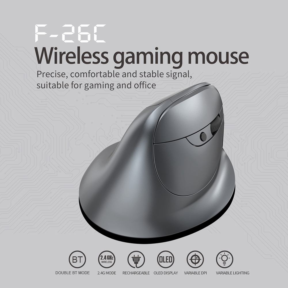 AB53 Bluetooth Vertical Wireless Mouse with OLED Scr