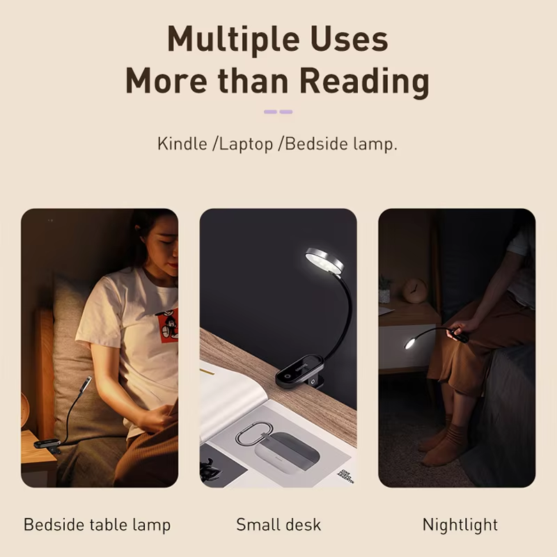 Baseus Portable Desk Lamp LED Mini Clip USB Rechargeable Table Lamp St — photo 5