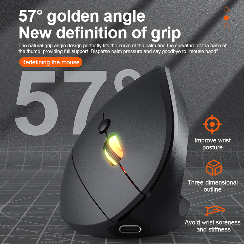 2.4GHz Bluetooth Wireless Mouse Rechargeable Vertical Mice Ergonomic 3 — photo 3
