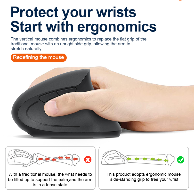 2.4GHz Bluetooth Wireless Mouse Rechargeable Vertical Mice Ergonomic 3 — photo 5