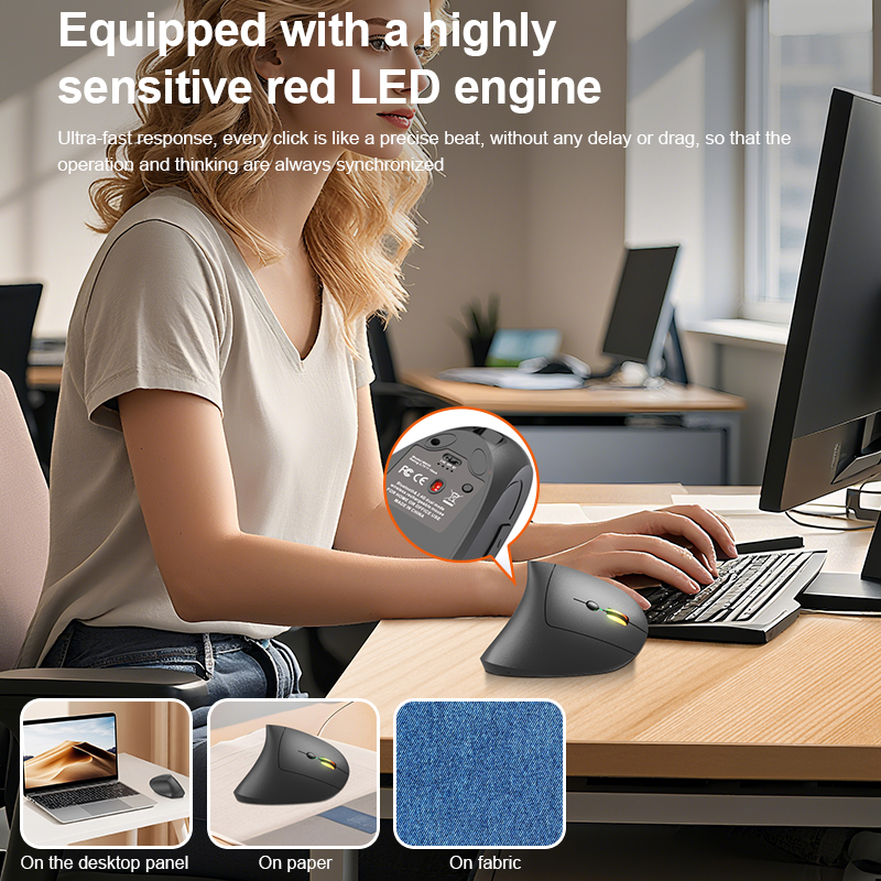 2.4GHz Bluetooth Wireless Mouse Rechargeable Vertical Mice Ergonomic 3 — photo 6