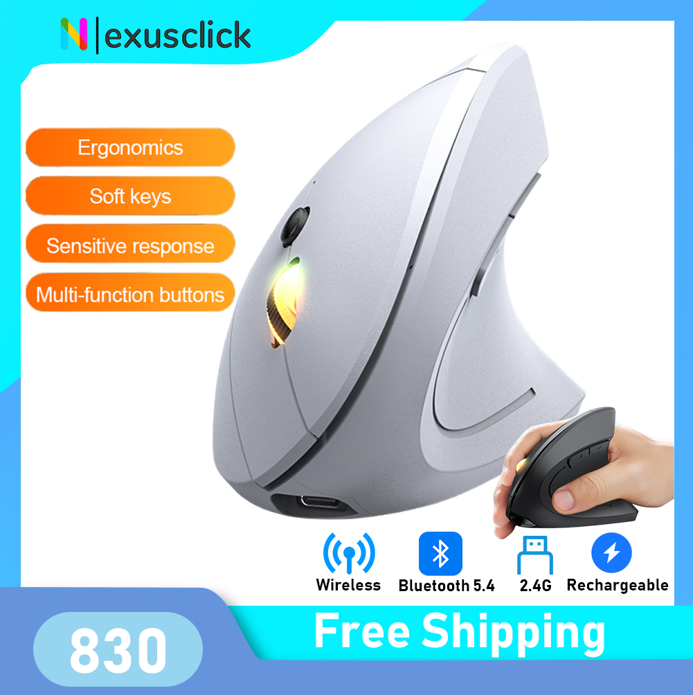 2.4GHz Bluetooth Wireless Mouse Rechargeable Vertical Mice Ergonomic 3Adjustable 1600DPI 6
