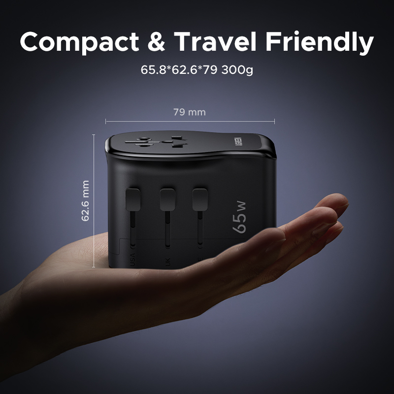 UGREEN 65W Universal Travel Adapter 2 USB-C 1 USB-A AC Socket GaN Char — photo 5