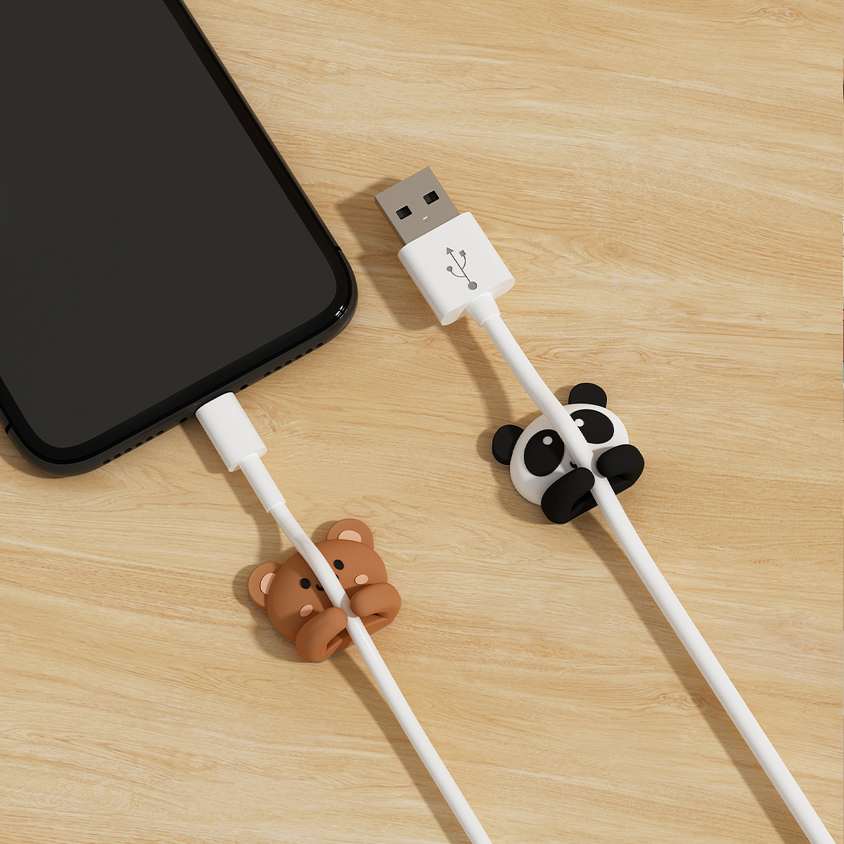 2/3pcs Cute Cartoon Desktop Cable Organizer Managers Self-Adhesive Win — photo 4