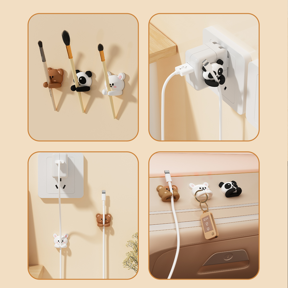 2/3pcs Cute Cartoon Desktop Cable Organizer Managers Self-Adhesive Win — photo 5