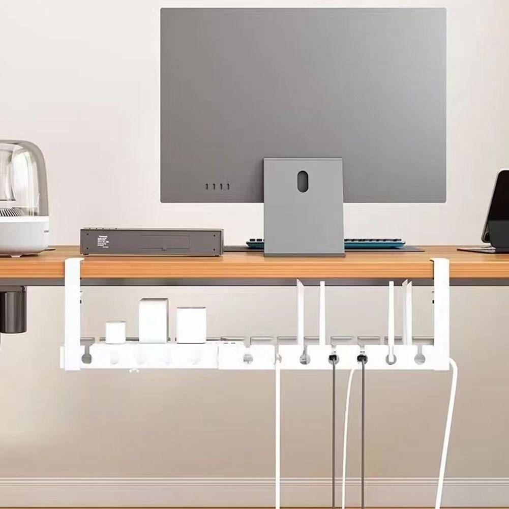 Under Table Storage Rack No Punching Metal Cable Man