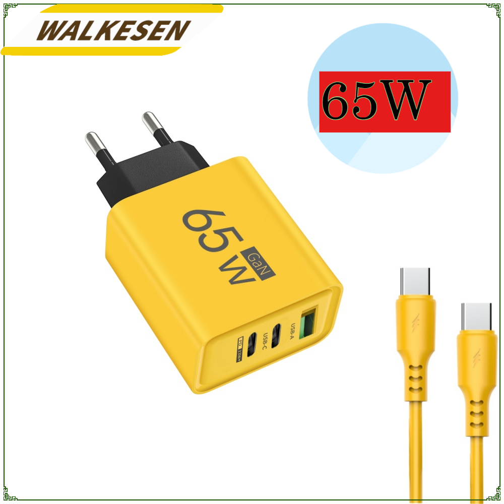 65W GaN USB Chargers With Type C Data Cables Fast Charging Charger Quick Charge Phone Adap