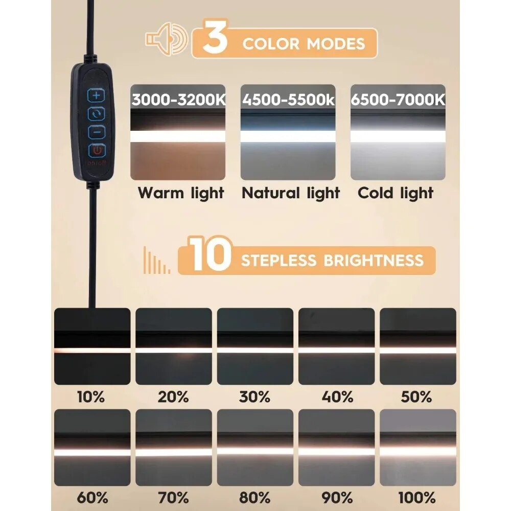 10W LED Desk Lamp with Clamp Swing Arm Eye-Caring Dimmable Desk Light  — photo 4