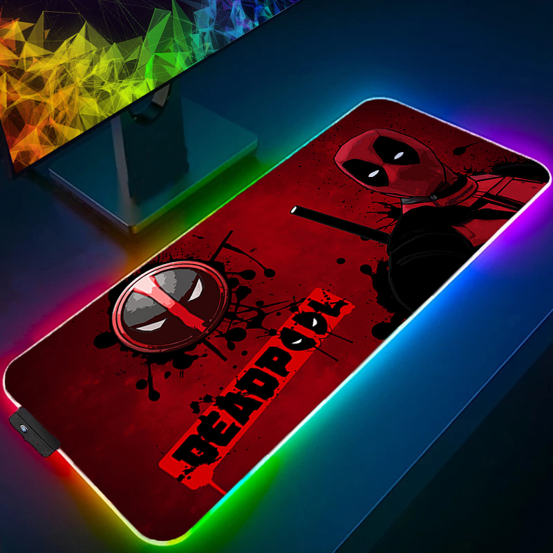 LED Mouse Pad Gaming Backlight Lock Edge Anime Acces
