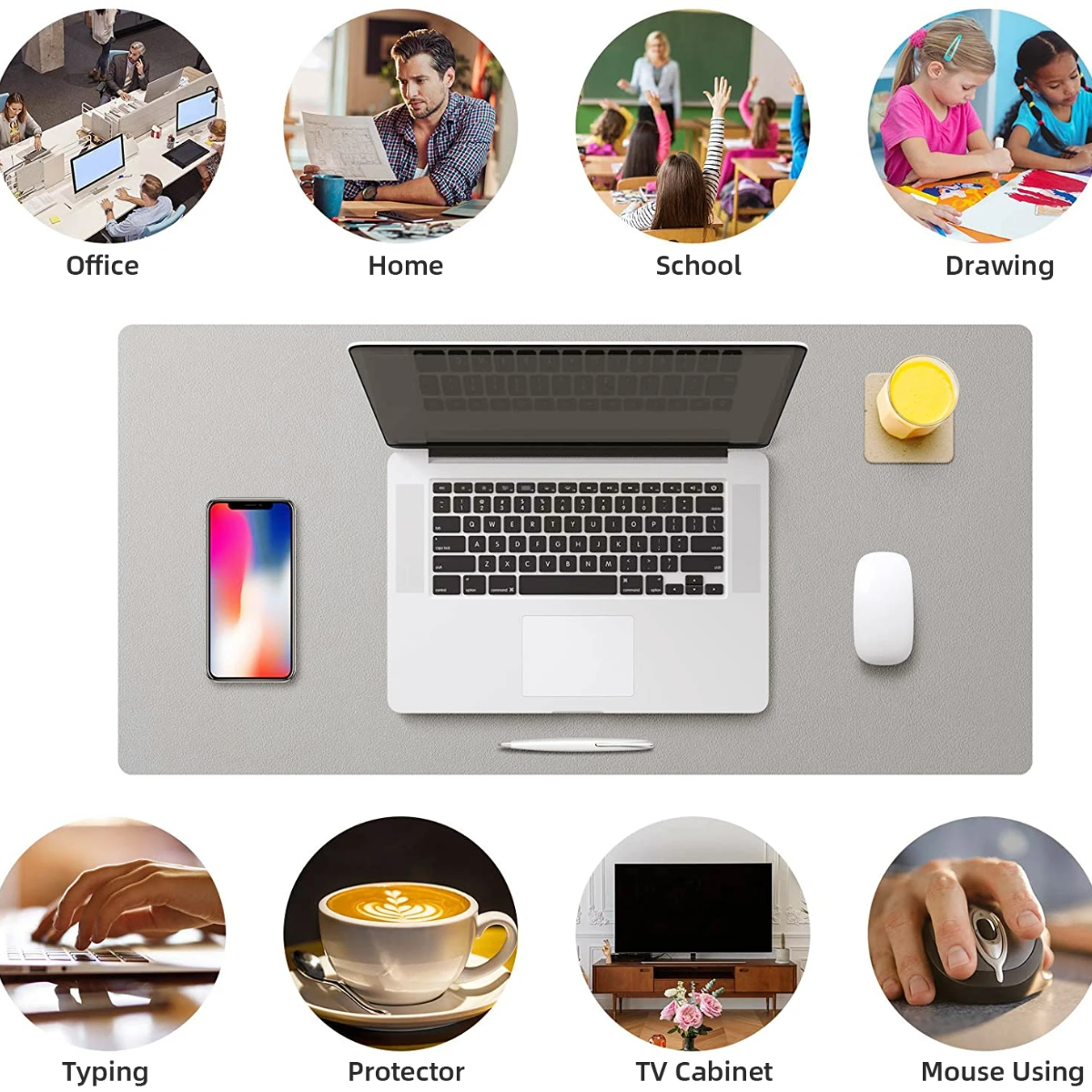 1 Pcs Large Size 600*300mm Office Desk Protector Mat PU Leather Waterp — photo 5