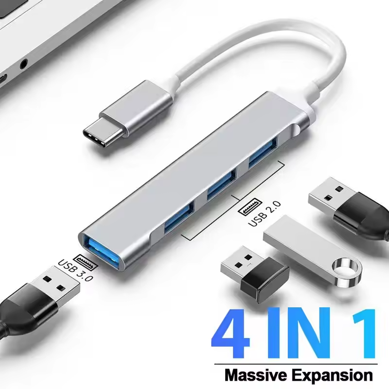 4 Ports Type C Hub One Drag Four Expanders High Speed 5Gbps Multi USB  — photo 2