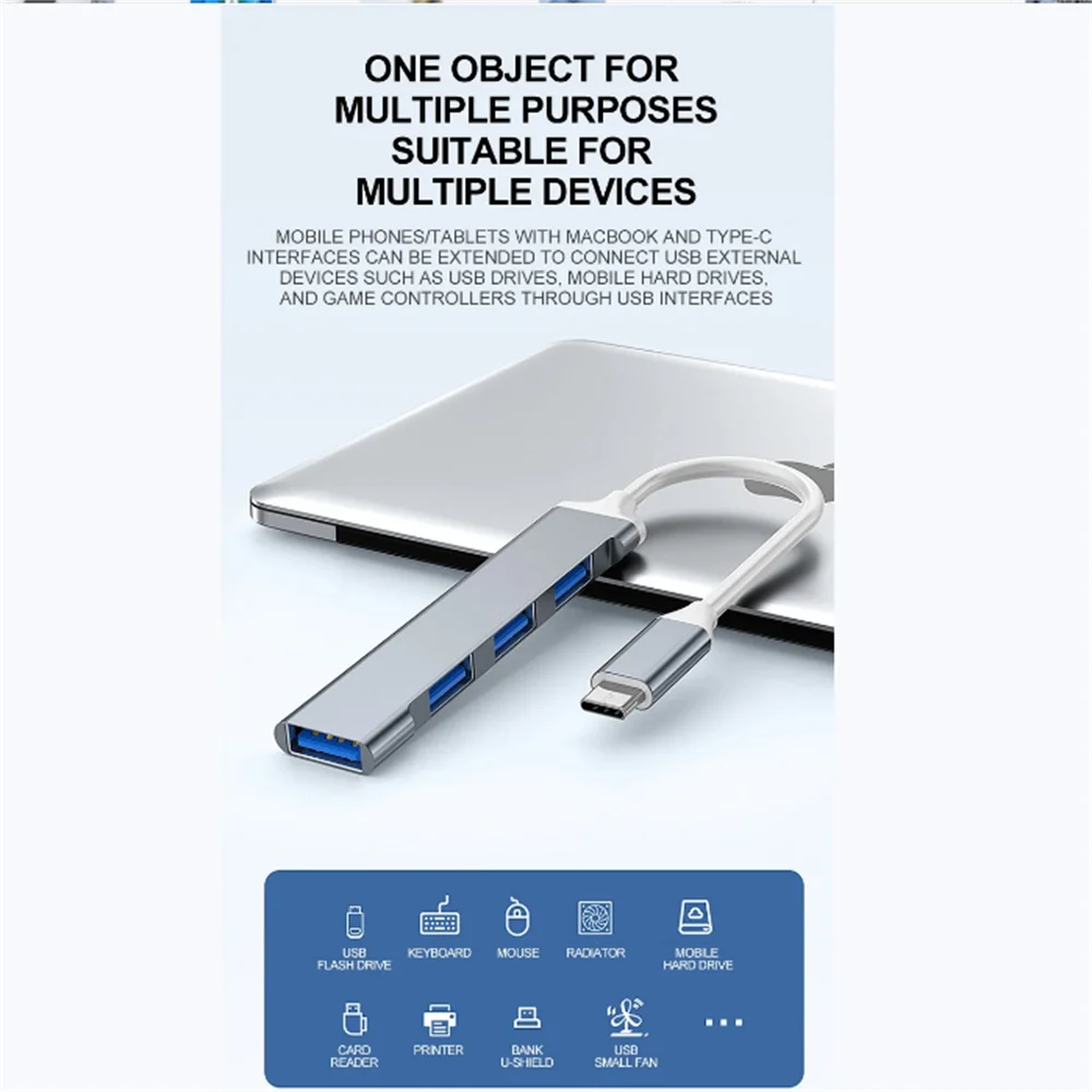 4 Ports Type C Hub One Drag Four Expanders High Speed 5Gbps Multi USB  — photo 4