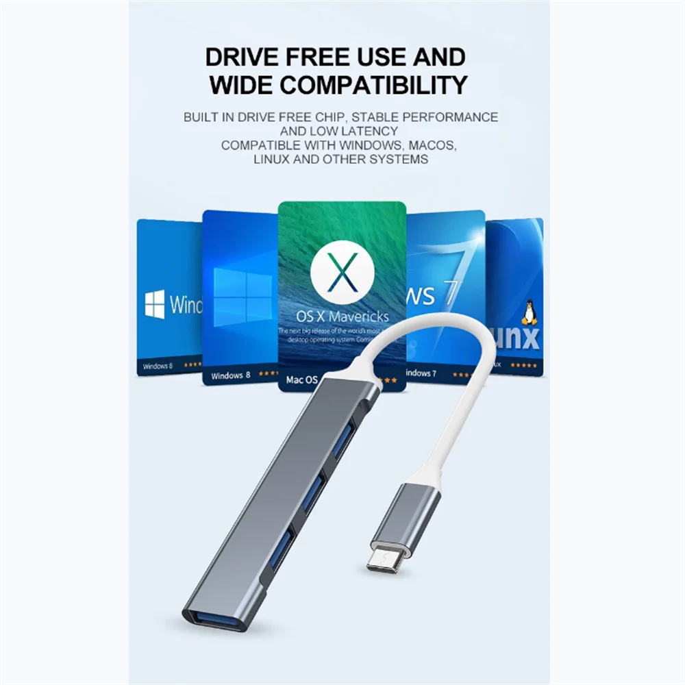4 Ports Type C Hub One Drag Four Expanders High Speed 5Gbps Multi USB  — photo 6
