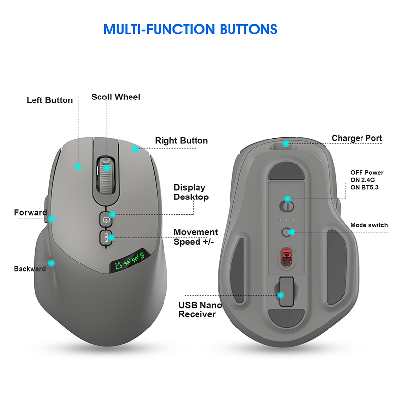 T02 Dual-mode Wireless Silent Mouse with Bluetooth 2.4G, DPI Adjustmen — photo 6
