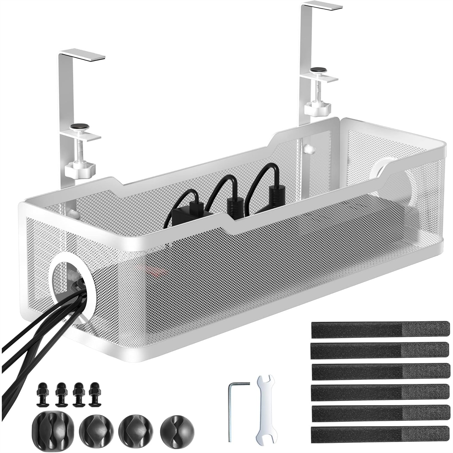 Under Desk Cable Management Tray White, Wire Organiz