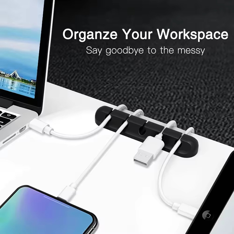 Silicone USB Cable Clip Winder Organizer Round Charger Cord Clips Desk — photo 3