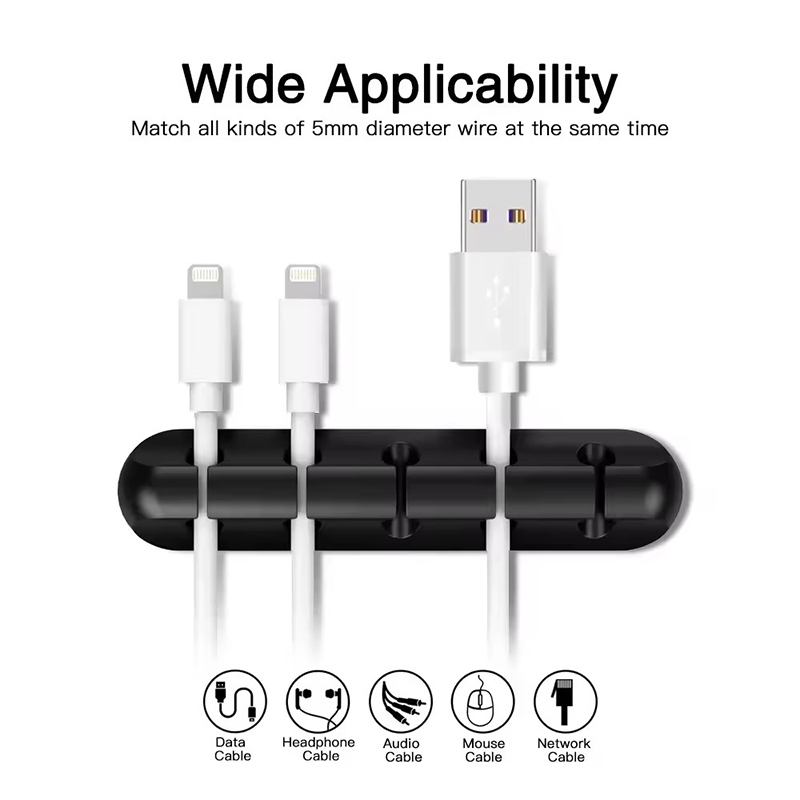 Silicone USB Cable Clip Winder Organizer Round Charger Cord Clips Desk — photo 4
