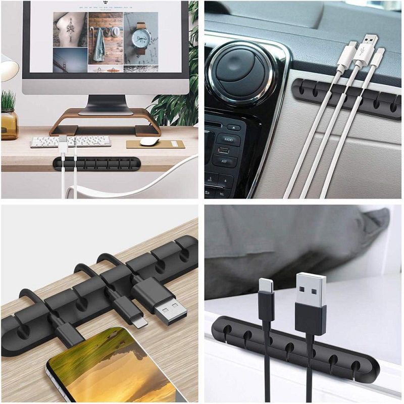 Silicone USB Cable Clip Winder Organizer Round Charger Cord Clips Desk — photo 5