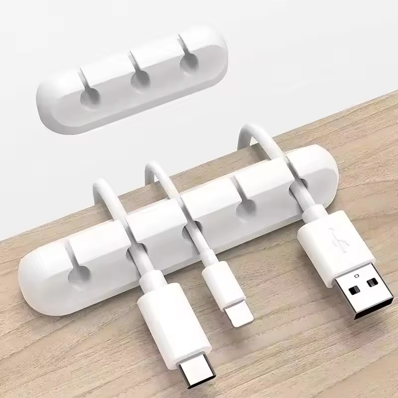 Silicone USB Cable Clip Winder Organizer Round Charger Cord Clips Desk Tidy Management Wir