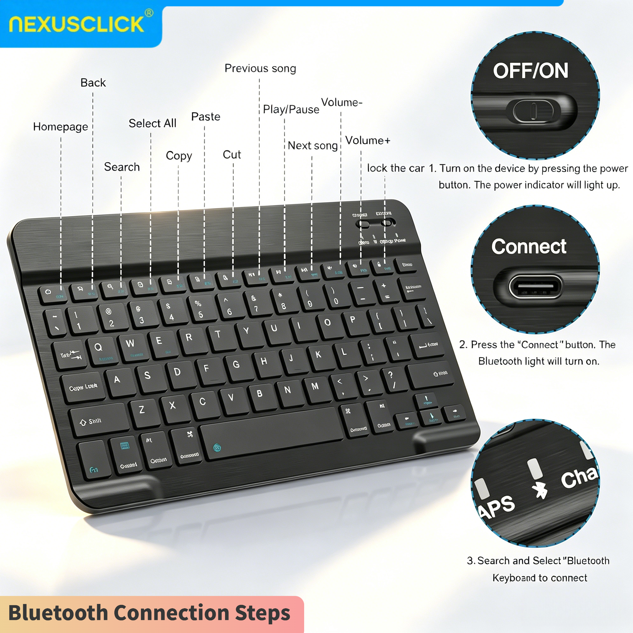 NexusClick Wireless Bluetooth Keyboard Compatible with iPad 10th Gener — photo 6
