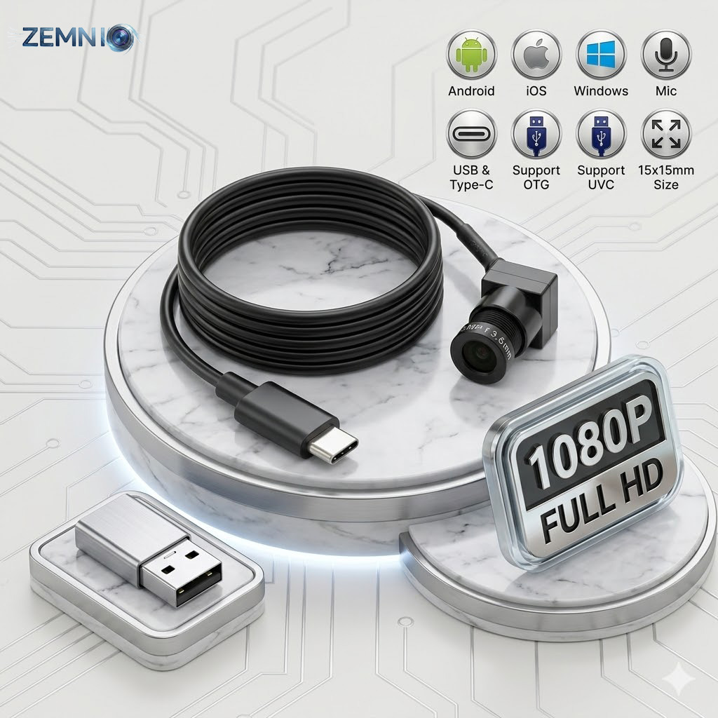 USB C Webcam 2MP 1080P Mini Camera with Mic & UVC, O